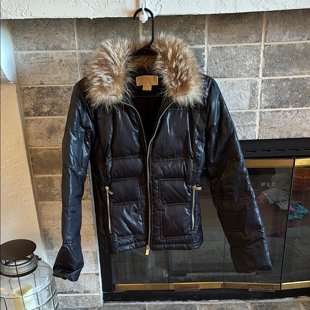 Michael Kors Women's Black Jacket with Fur Trim XS